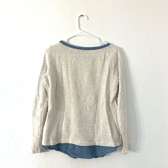 LOFT Layered Chambray Ivory Sweatshirt - Picture 2 of 4